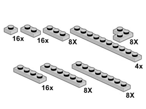 Light Gray Plates 1 x n LEGO Bulk Bricks set (#10064-1, 2002)
