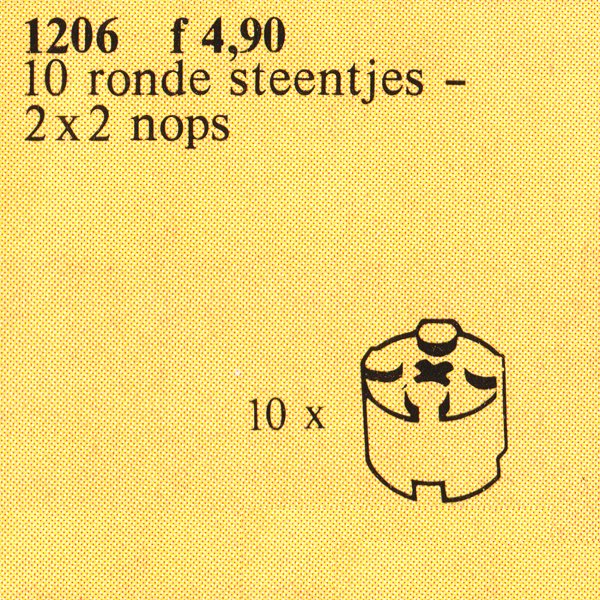Round Bricks (2 x 2), White LEGO Service Packs set (#1206-1, 1982)