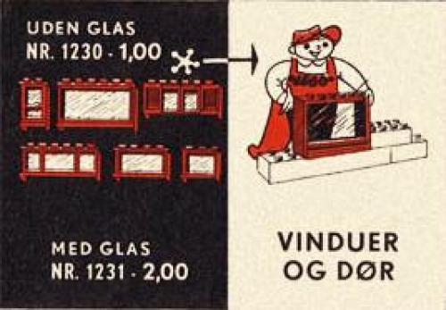 Windows and Door with Glass, Red LEGO set (#1231-2, 1956)