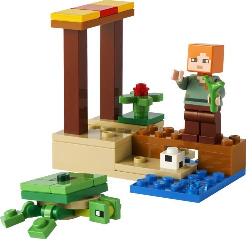 The Turtle Beach LEGO Minecraft set (#30432-1, 2022)