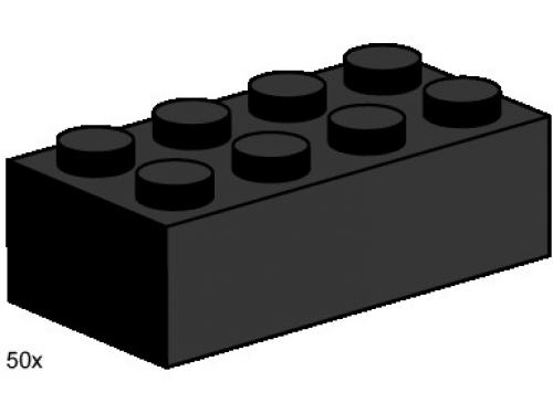 2 x 4 Black Bricks LEGO Bulk Bricks set (#3458-1, 2000)