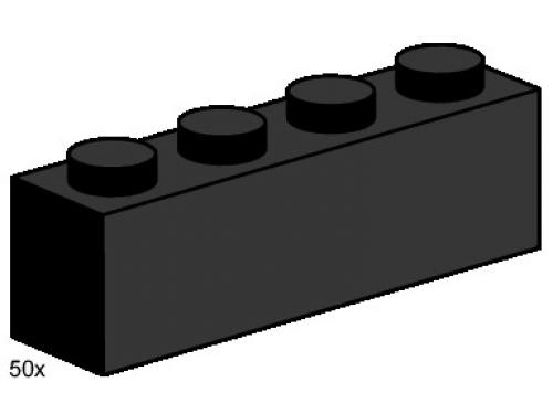 1 x 4 Black Bricks LEGO Bulk Bricks set (#3468-1, 2000)