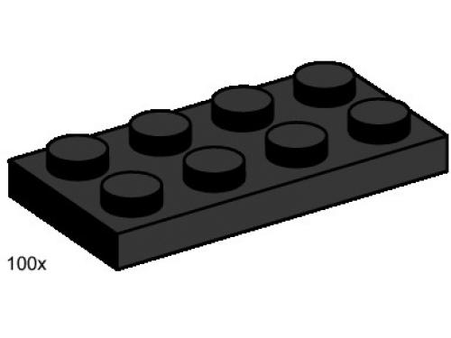 2 x 4 Black Plates LEGO Bulk Bricks set (#3483-1, 2000)