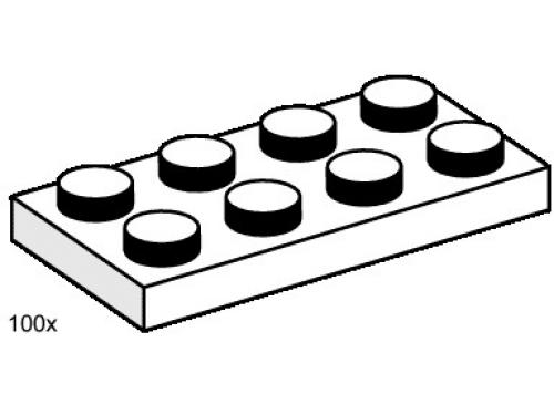 2 x 4 White Plates LEGO Bulk Bricks set (#3484-1, 2000)