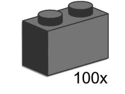 1 x 2 Brick Dark Gray LEGO Bulk Bricks set (#3726-1, 2003)