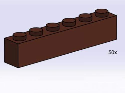 1 x 6 Brown Bricks LEGO Bulk Bricks set (#3752-1, 2002)