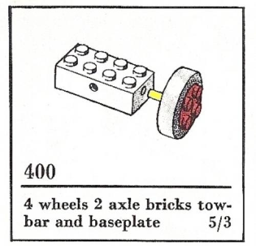 Small Wheels with Axles (The Building Toy) LEGO Samsonite set (#400-3, 1966)