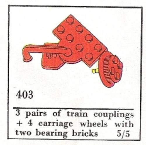 Train Couplers and Wheels (The Building Toy) LEGO Samsonite set (#403-2, 1967)