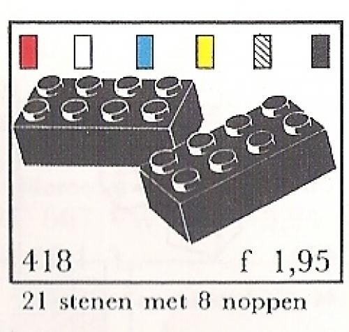 2 x 4 Bricks (System) LEGO Supplemental set (#418-3, 1966)
