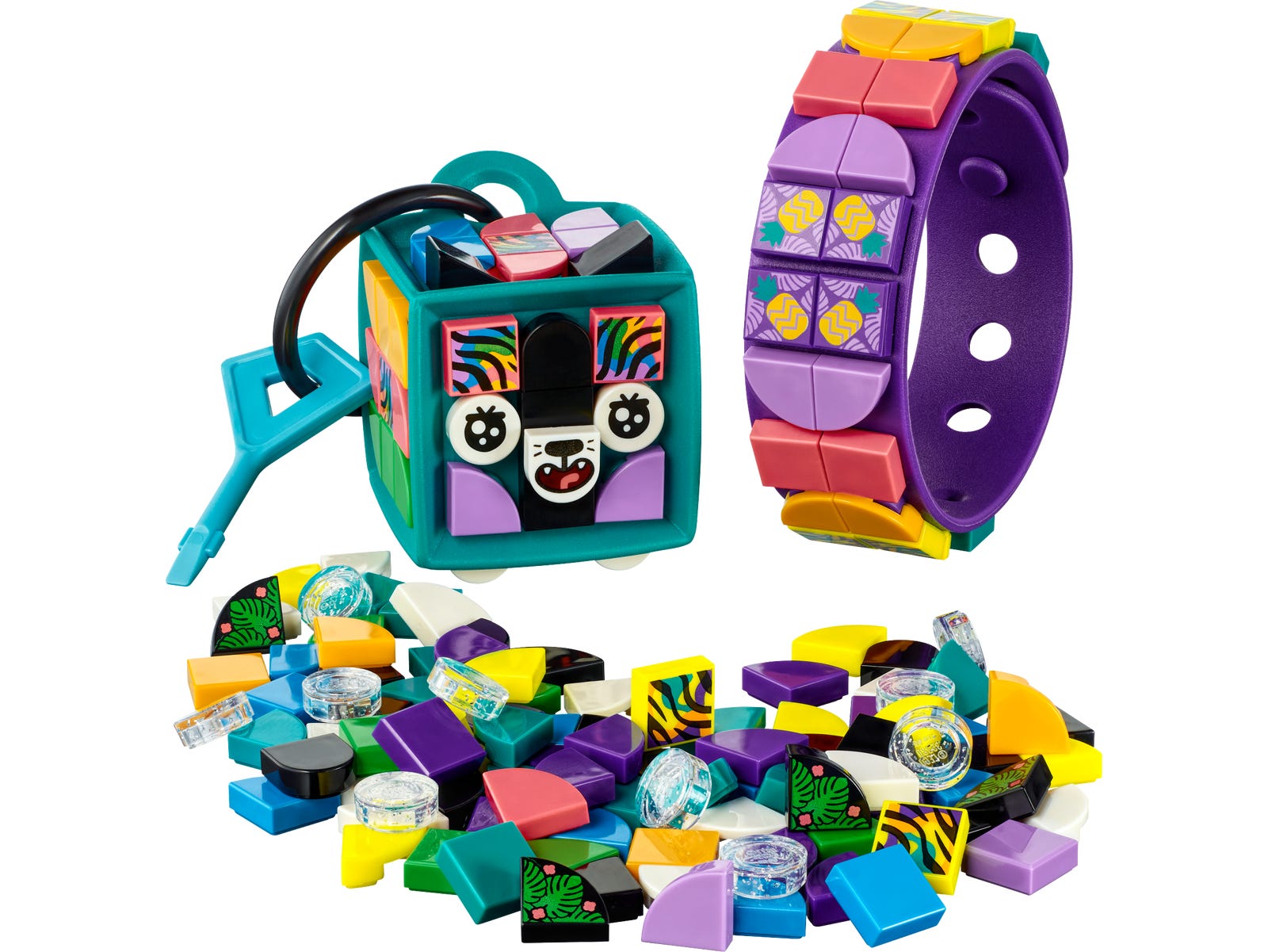 Neon Tiger Bracelet & Bag Tag LEGO DOTS set (#41945-1, 2022)