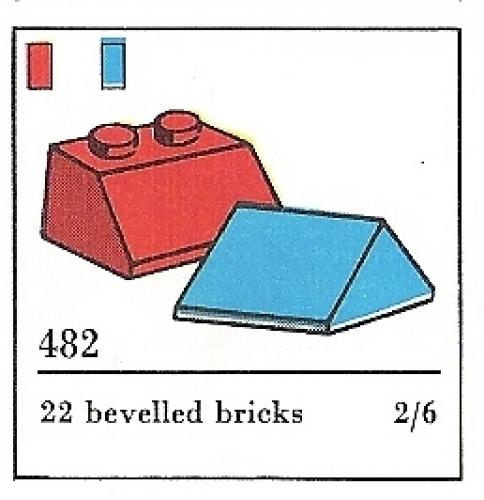 Slopes and Slopes Double 2 x 2, Blue (The Building Toy) LEGO set (#482-4, 1966)