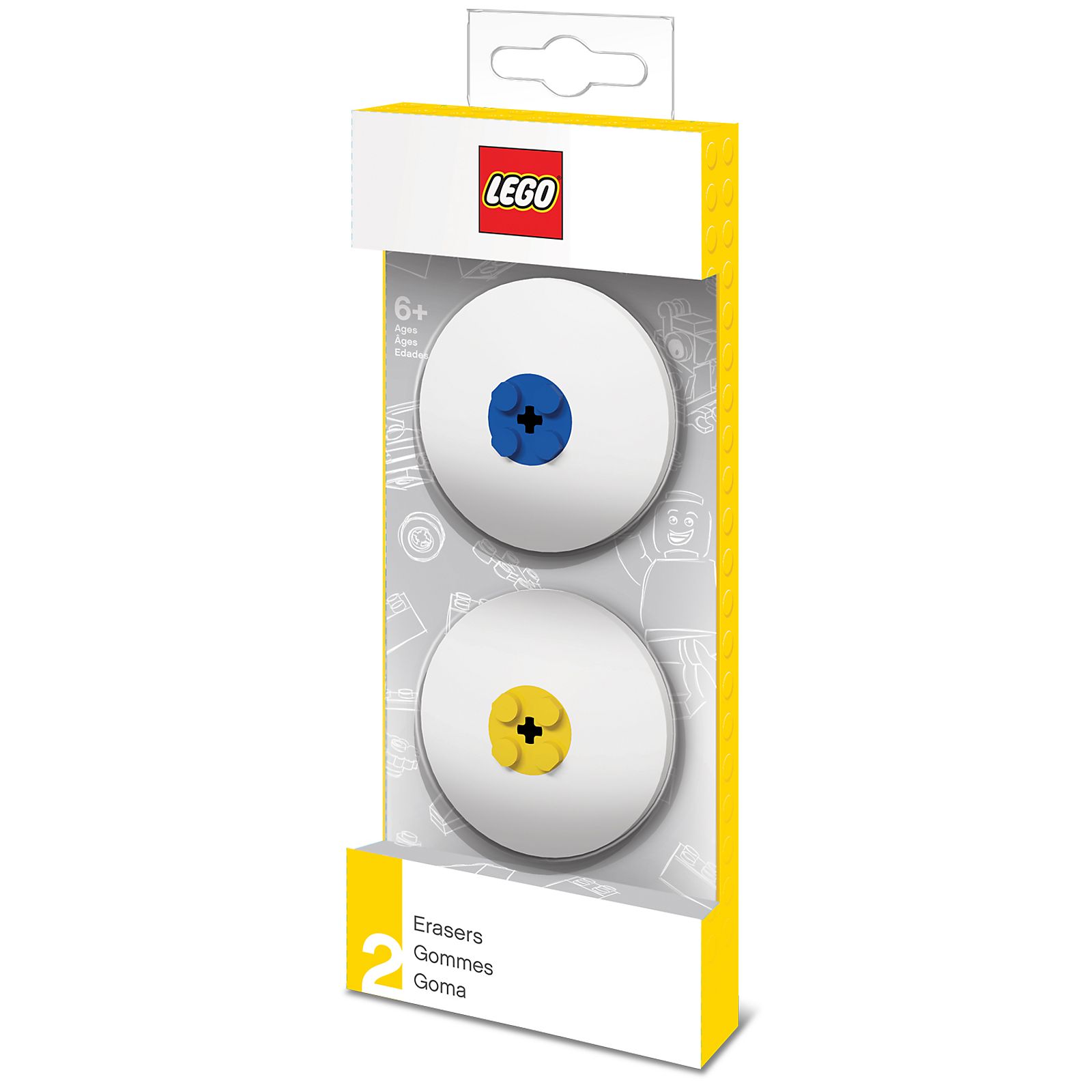 Round Eraser Set (Blue and Yellow) LEGO Stationery and Office Supplies set (#5005108-1, 2016)