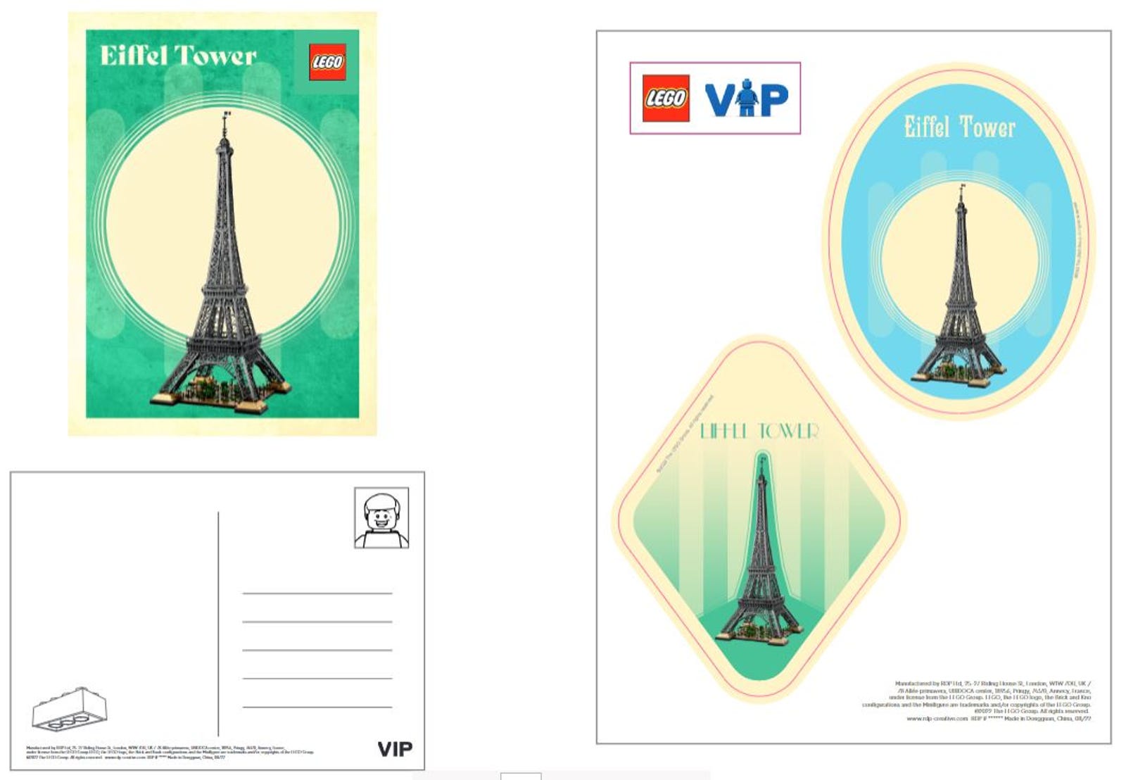 Eiffel Tower Postcards And Stickers