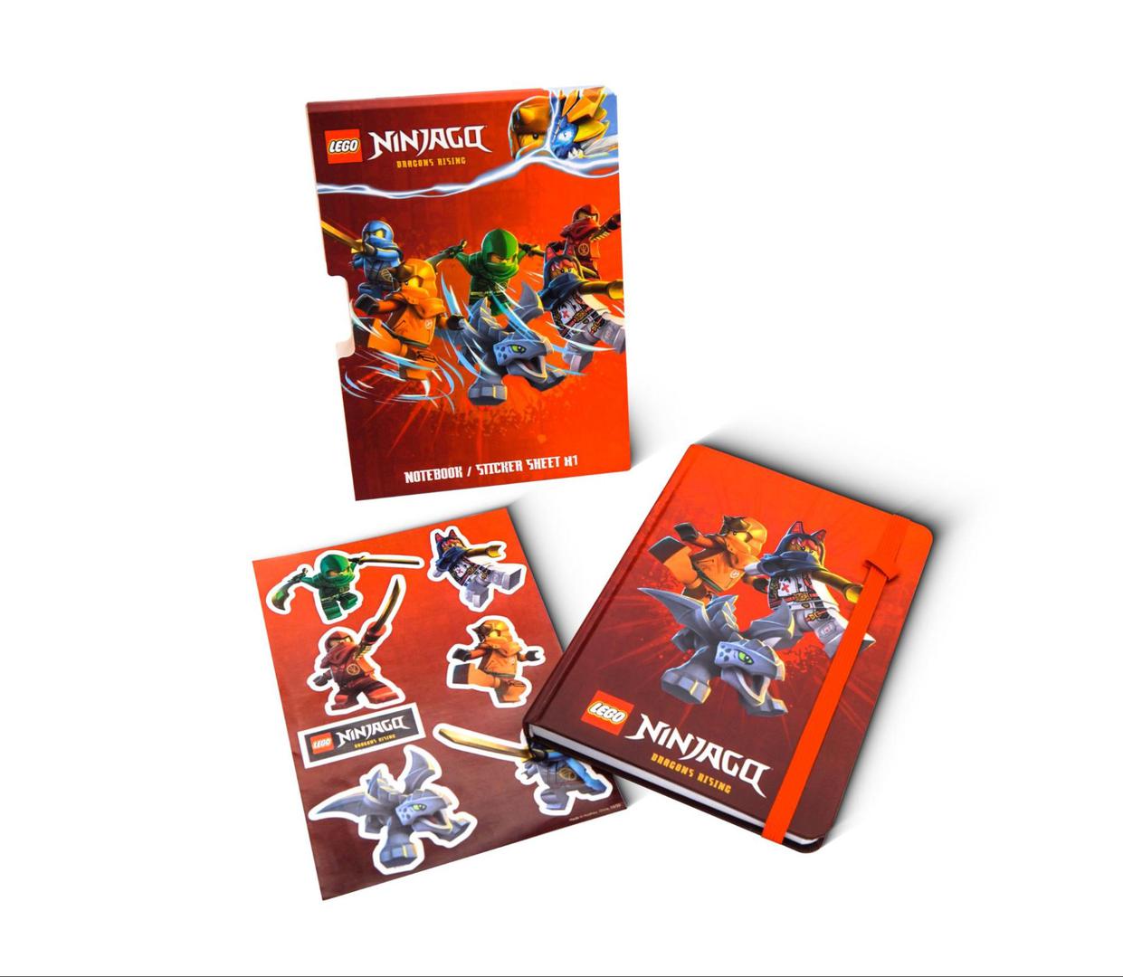 Ninjago Dragons Rising Sticker Sheet and Notebook LEGO Stationery and Office Supplies set (#5060373575944-1, 2023)