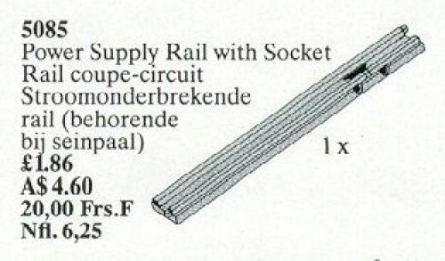 Power Supply Rail with Socket LEGO Train set (#5085-1, 1989)