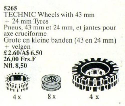 Large Tires and Wheels / TECHNIC Wheels with 43 mm + 24 mm Tyres