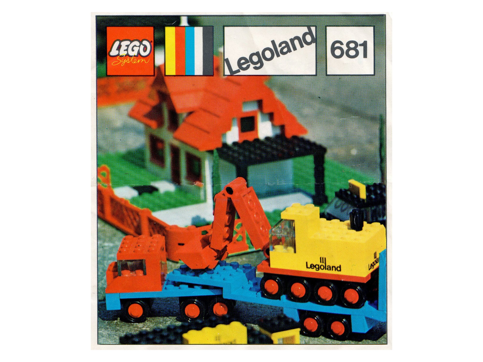 Low-Loader with 4 Wheel Excavator LEGO set (#681-1, 1971)