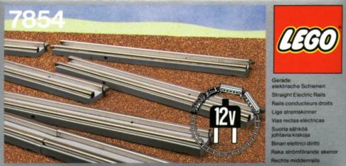 8 Straight Electric Rails Gray 12v LEGO 12V set (#7854-1, 1980)