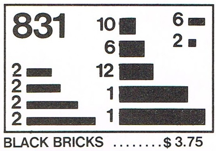 Parts Pack, Black Bricks LEGO set (#831-1, 1980)