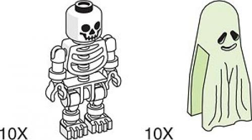 Skeleton and Ghost for Amusement Park Set LEGO set (#970661-1, 2002)