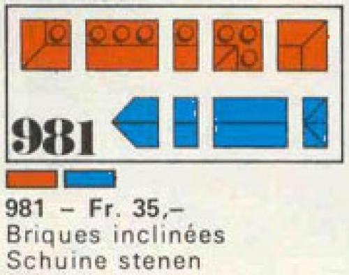 34 sloping profile bricks, including profile peak bricks, Blue