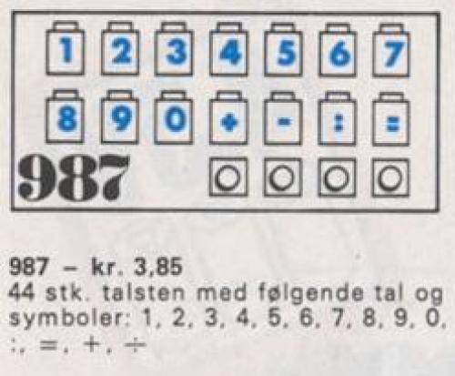 Number Bricks LEGO Supplemental set (#987-1, 1969)