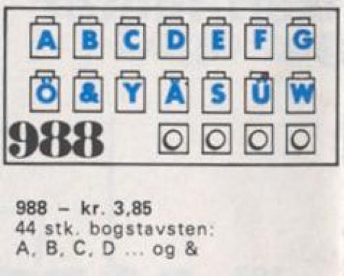 Alphabet Bricks LEGO Supplemental set (#988-1, 1969)