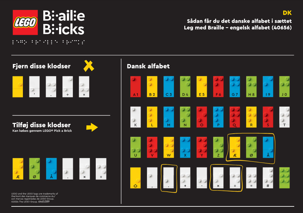 Braille - Danish Alphabet LEGO set (#EG00135-1)